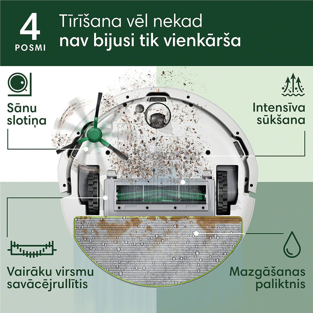iRobot Roomba® 105 Combo, Wet & Dry, baltas - Dulkių siurblys robotas