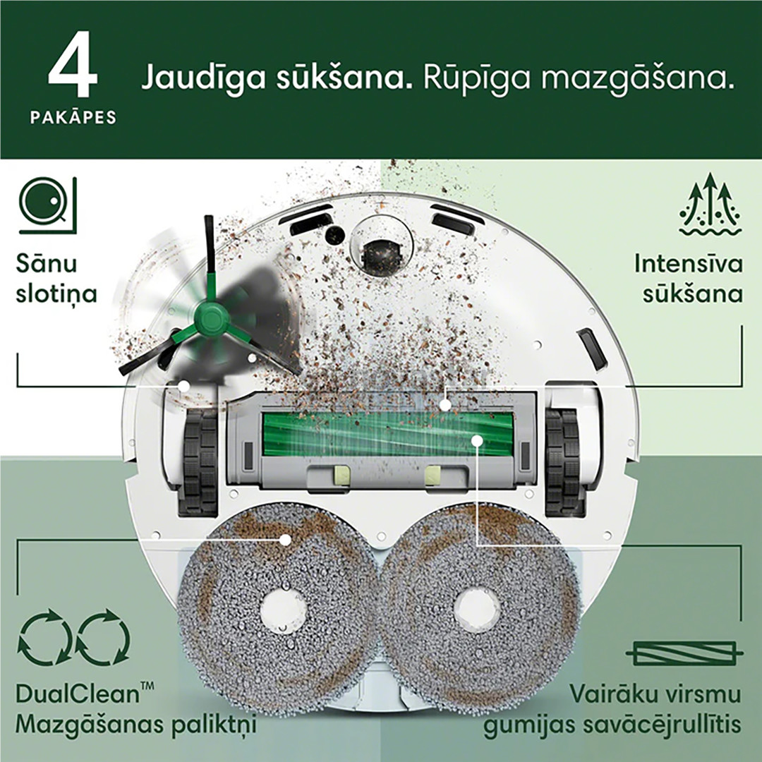 iRobot Roomba® Plus 405 Combo, Wet & Dry, baltas - Dulkių siurblys robotas