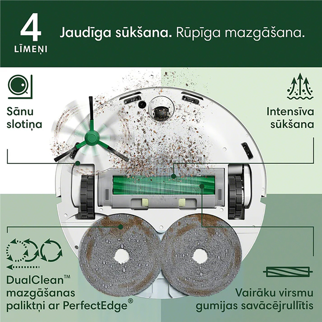 iRobot Roomba® Plus 505 Combo, Wet & Dry, baltas - Dulkių siurblys robotas
