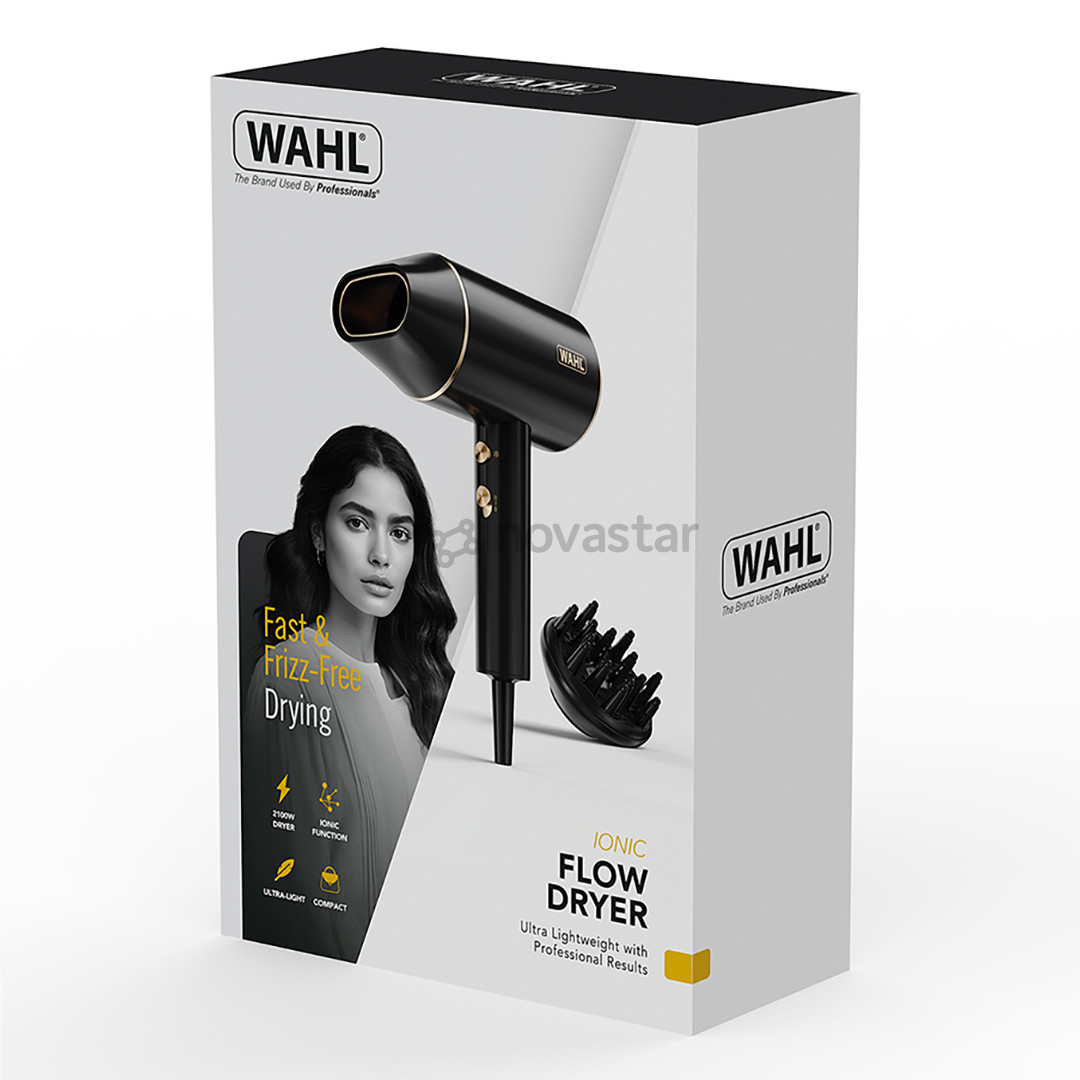 Wahl Ionic Flow, 2100 W, juodas - Plaukų džiovintuvas