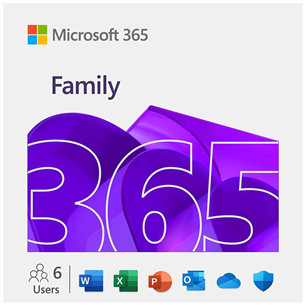 Microsoft 365 Family, 12-month subscription, 6 users / 5 devices, 1 TB OneDrive, ENG - Software