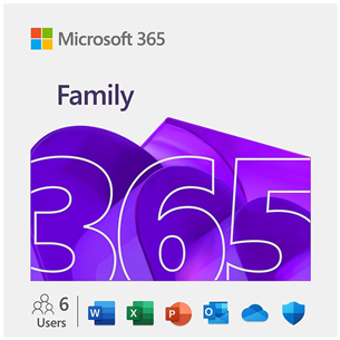 Microsoft 365 Family, 12-month subscription, 6 users / 5 devices, 1 TB OneDrive, ENG - Software EP2-32335