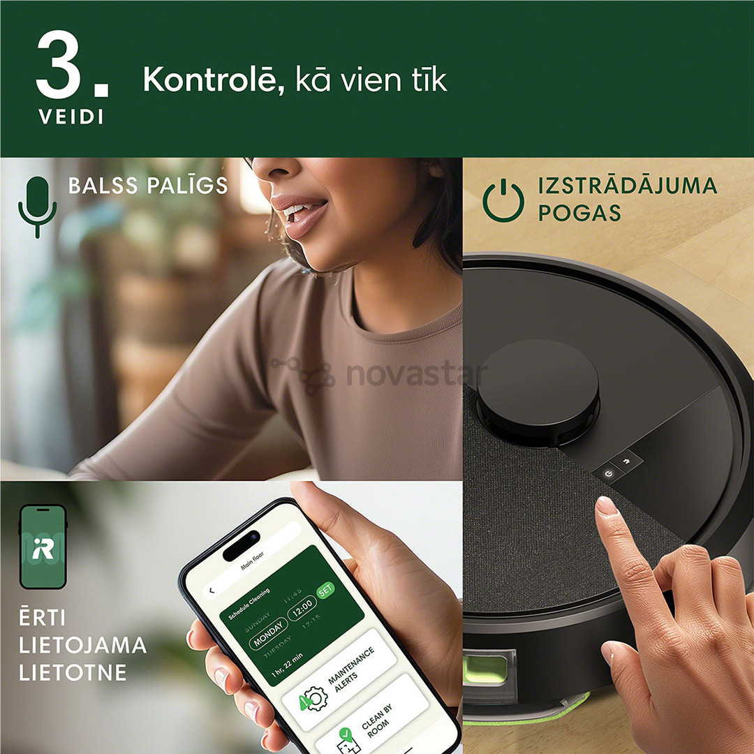 iRobot Roomba® 105 Combo, Wet & Dry, juodas - Dulkių siurblys robotas