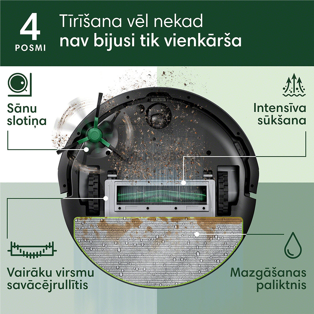 iRobot Roomba® 105 Combo+, Wet & Dry, juodas - Dulkių siurblys robotas