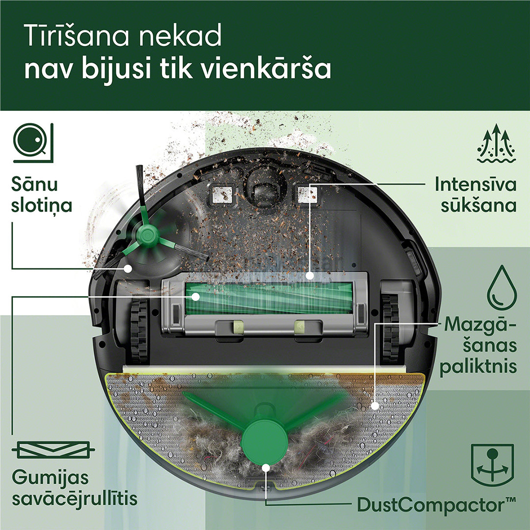 iRobot Roomba 205 DustCompactor Combo, wet & dry, juodas - Dulkių siurblys robotas