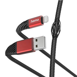 Hama Extreme Charging Cable, USB-A, Lightning, Nylon, 1.5 m, black/red - Cable