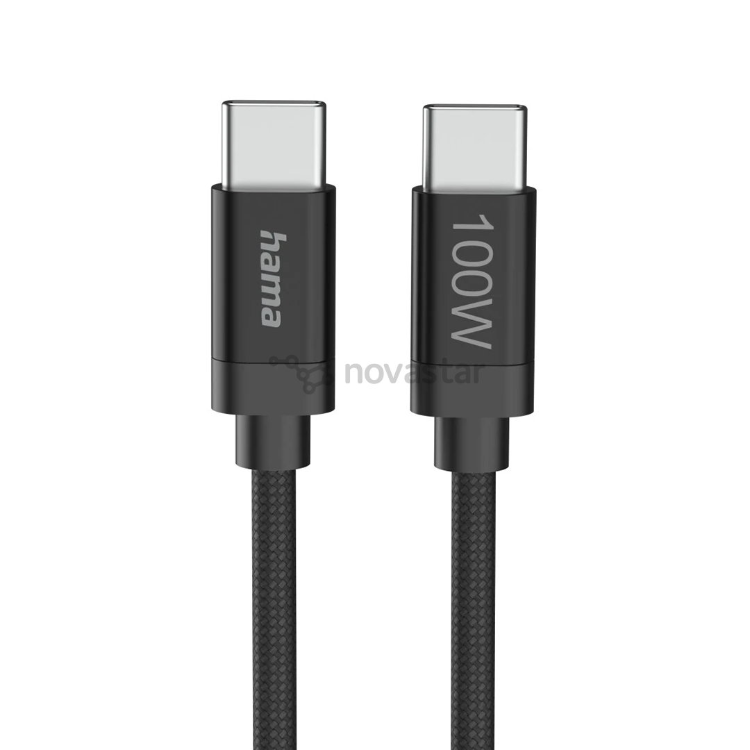 Hama Fabric Charging Cable, USB-C - USB-C, Nylon, 3 m, black - Cable