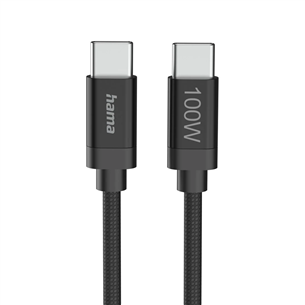 Hama Fabric Charging Cable, USB-C - USB-C, Nylon, 1,5 m, black - Cable 00201740