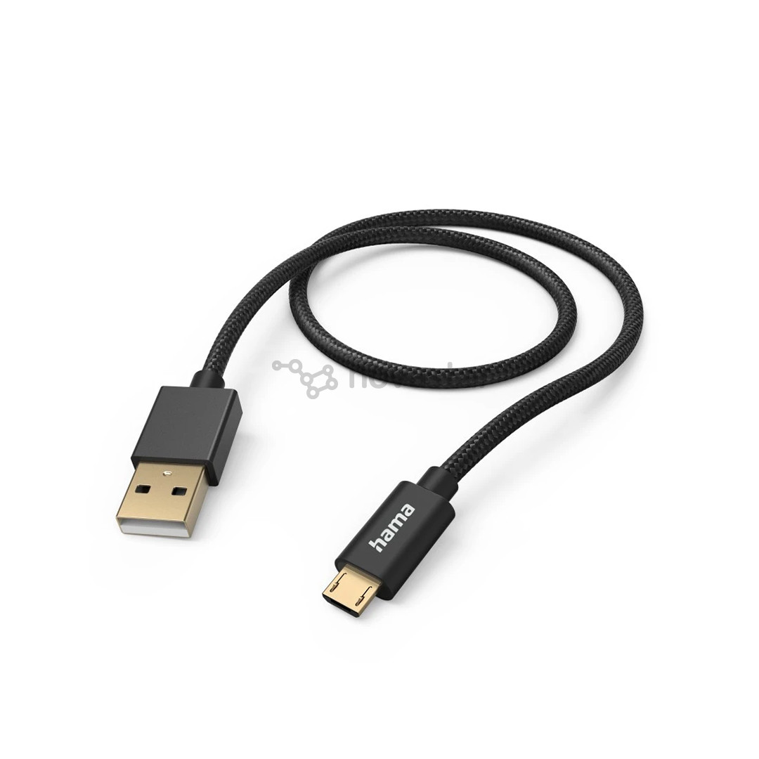 Hama Fabric Charging Cable, USB-A - Micro-USB, 1,5 м, нейлон, черный - Кабель