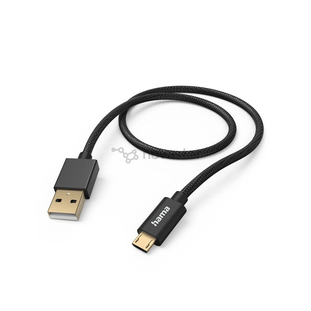 Hama Fabric Charging Cable, USB-A - Micro-USB, 1,5 m, nylon, black - Cable