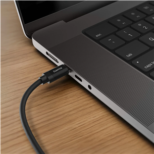 Hama Fabric Charging Cable, USB-C - USB-C, Nylon, 3 m, black - Cable
