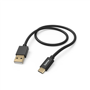 Hama Fabric Charging Cable, USB-A - USB-C, 1,5 м, нейлон, черный - Кабель 00201545