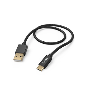 Hama Fabric Charging Cable, USB-A - USB-C, 1,5 m, nylon, black - Cable 00201545