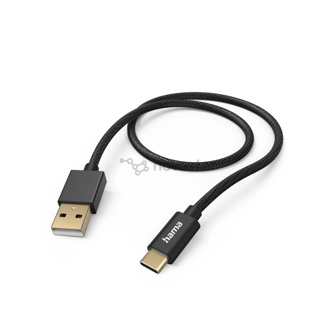 Hama Fabric Charging Cable, USB-A - USB-C, 1,5 m, nylon, black - Cable