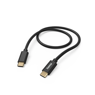 Hama Fabric Charging Cable, USB-C - USB-C, 1,5 m, nylon, black - Cable 00201547