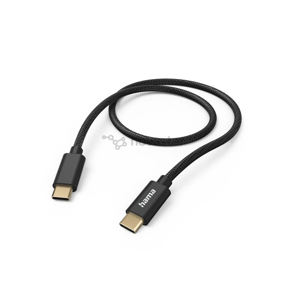 Hama Fabric Charging Cable, USB-C - USB-C, 1,5 m, nylon, juodas - Laidas