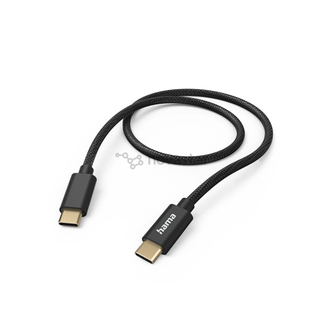 Hama Fabric Charging Cable, USB-C - USB-C, 1,5 m, nylon, black - Cable