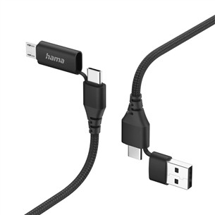 Hama 4-in-1 USB-C/USB-A - USB-C/Micro-USB, 1,5 м, нейлон, черный - Кабель 00201537