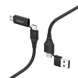 Hama 4-in-1 USB-C/USB-A - USB-C/Micro-USB, 1,5 m, nylon, black - Cable 00201537
