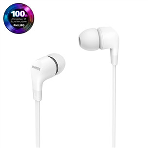 Philips TAE1105WT, 3.5 mm, white - Wired in-ear earbuds