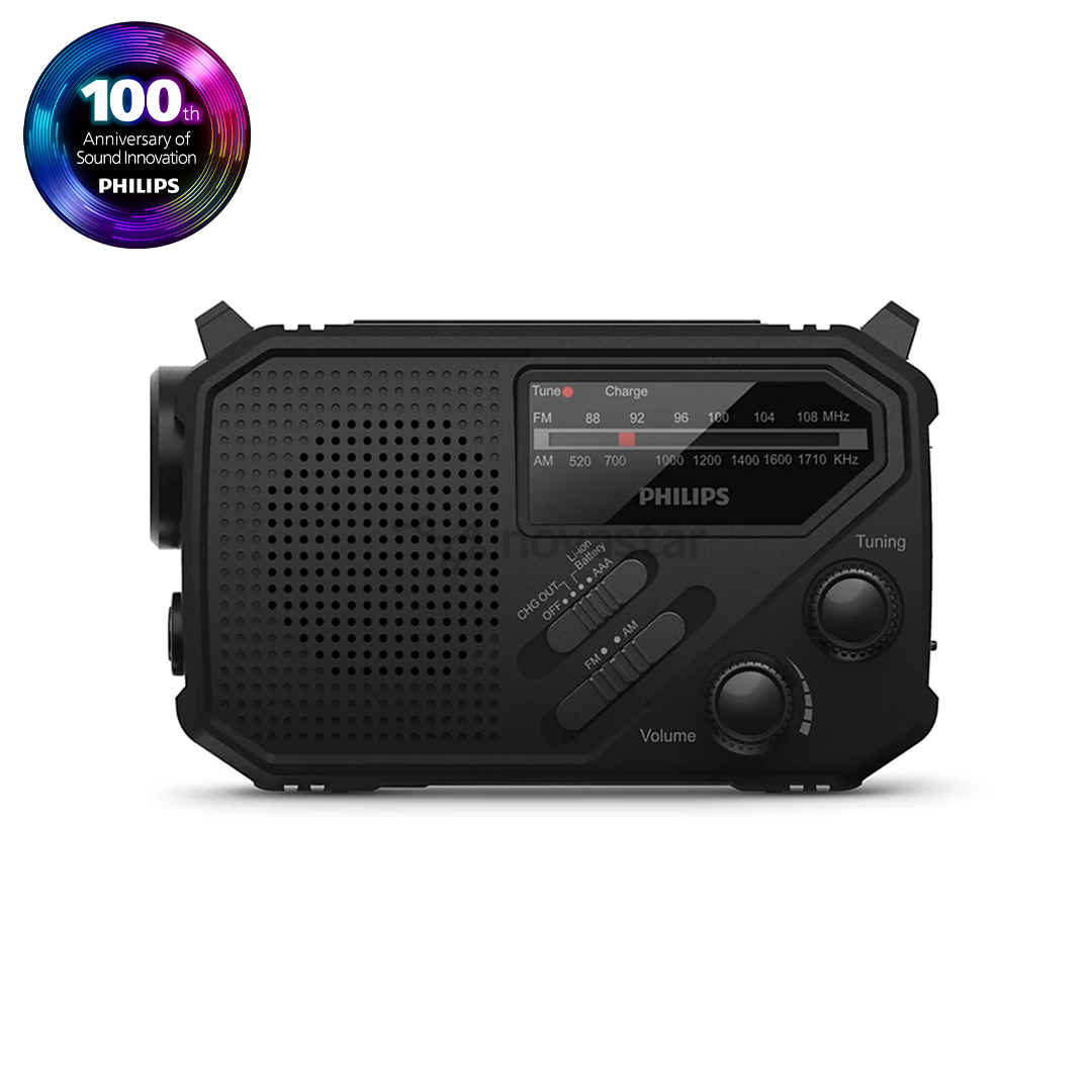 Philips TAR1609, black - Portable radio with flashlight