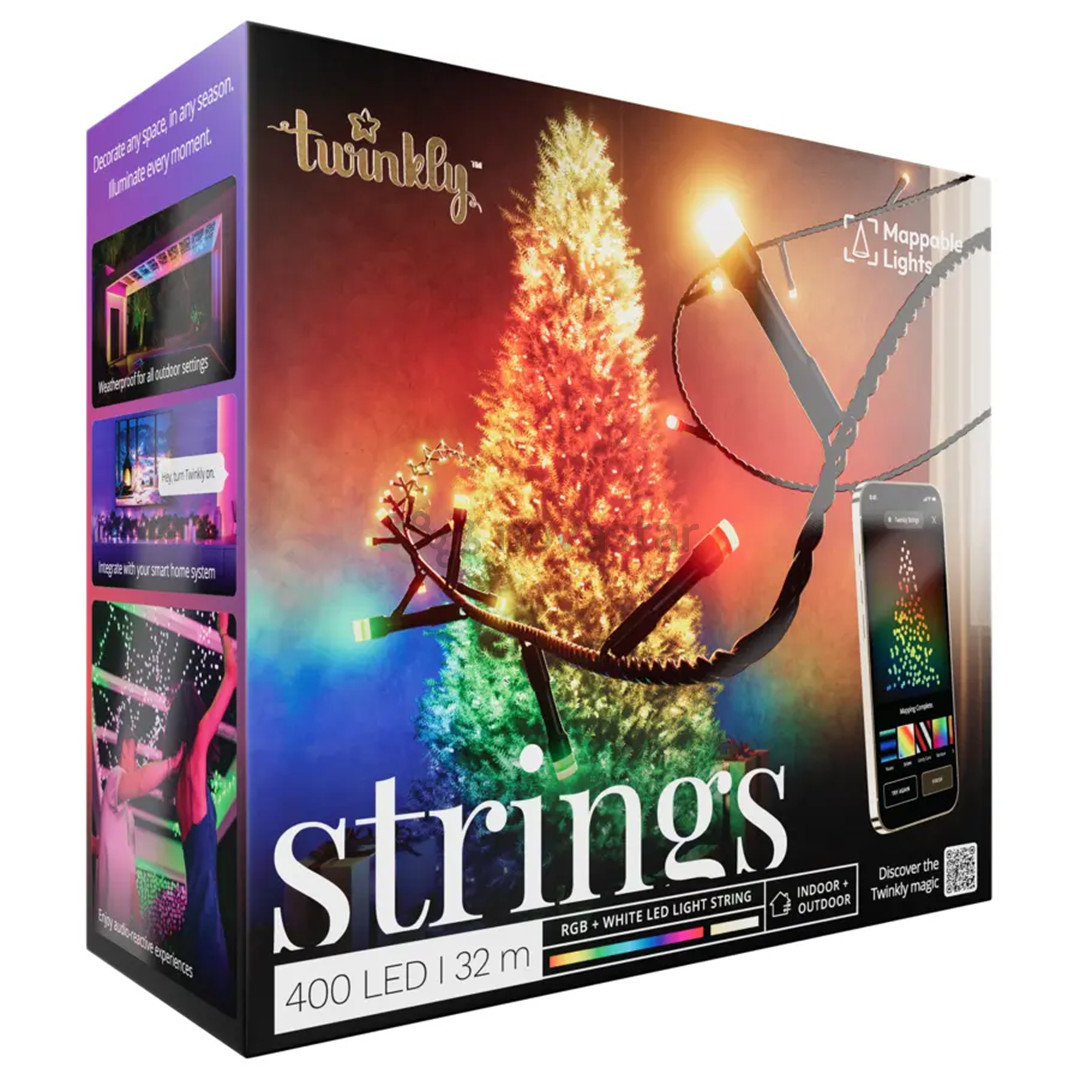 Twinkly Special Edition 400 RGB+W LED String (Gen II), IP44, 32 м, черный - Умная гирлянда