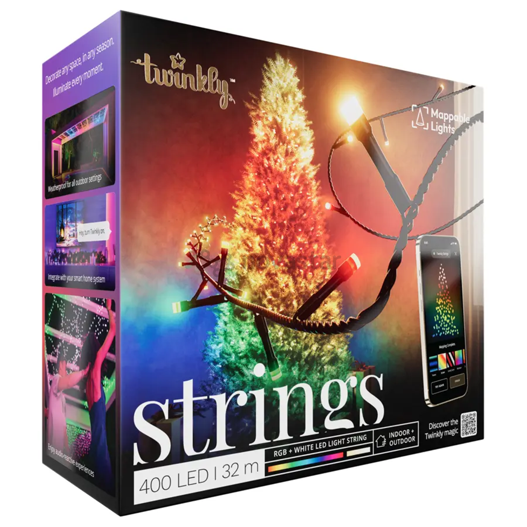 Twinkly Special Edition 400 RGB+W LED String (Gen II), IP44, 32 м, черный - Умная гирлянда