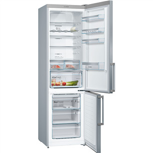 Bosch, Series 4, NoFrost, 279 L, aukštis 203 cm, nerūdijantis plienas - Šaldytuvas