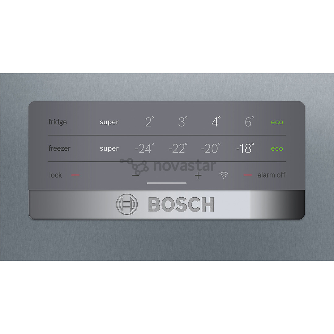 Bosch, Series 4, NoFrost, 279 L, aukštis 203 cm, nerūdijantis plienas - Šaldytuvas