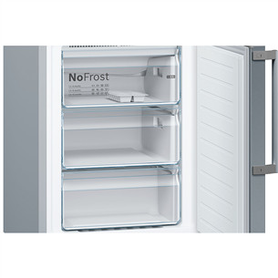 Bosch, Series 4, NoFrost, 279 L, aukštis 203 cm, nerūdijantis plienas - Šaldytuvas