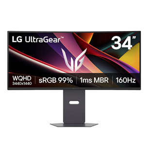LG UltraGear G600A, 34'', WQHD, OLED, 160 Hz, lenktas, juodas - Monitorius 34G600A-B