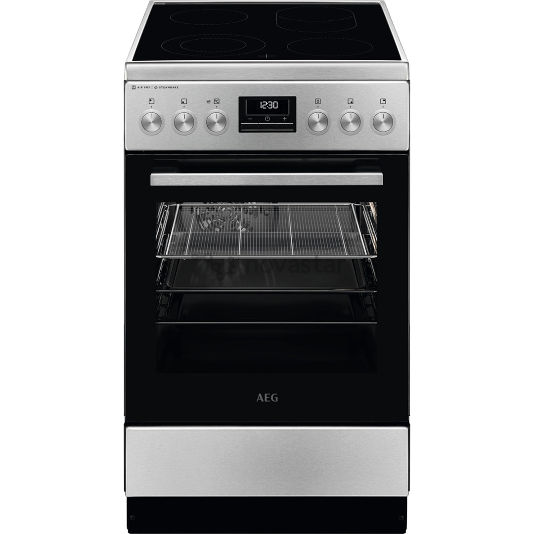 AEG SteamBake, 58 л, ширина 50 см, нерж. сталь - Керамическая плита