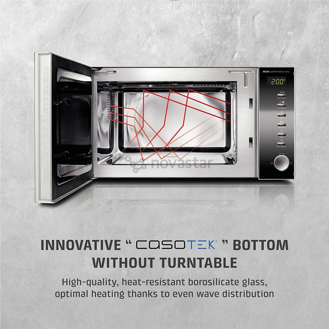 Caso MG 20 Ceramic menu, 800 W, stainless steel/black - Microwave oven with grill