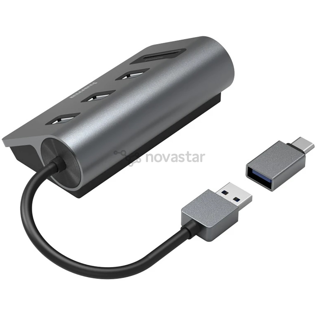 Hama USB Hub, 3x USB-A 3.2 Gen 1, SD, microSD, USB-C Adapter, juodas/pilkas - USB šakotuvas