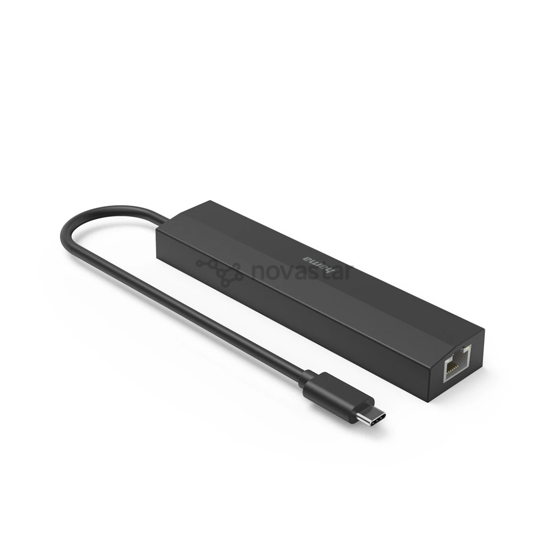 Hama USB-C Hub, 3x USB-A 3.2 Gen 1, USB-C, HDMI, LAN, juodas - USB šakotuvas