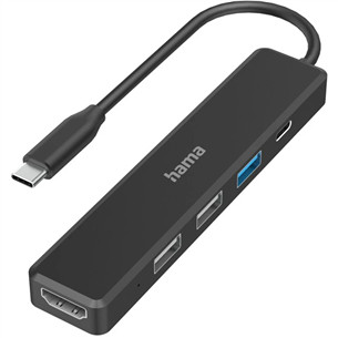 Hama USB-C Hub, 3x USB-A, USB-C, HDMI, black - USB hub