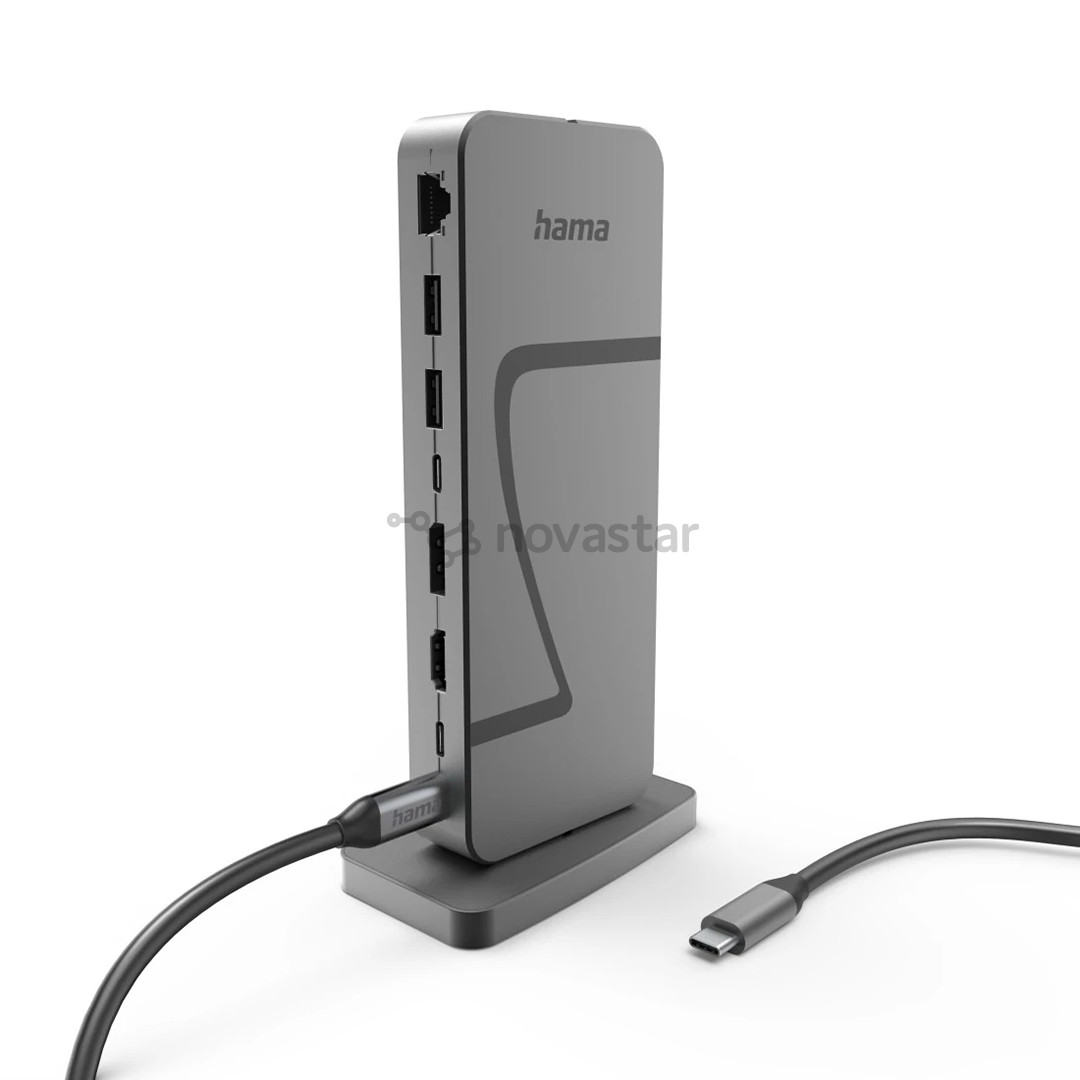 Hama Connect2Office Speed, USB-C, 10 ports, USB4, 140 W, gray - Notebook dock