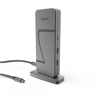 Hama Connect2Office Speed, USB-C, 10 ports, USB4, 140 W, gray - Notebook dock