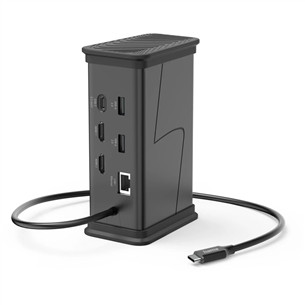 Hama Connect2Office, USB-C, 9 lizdai, 100 W, pilkas - Nešiojamojo kompiuterio šakotuvas 00200150