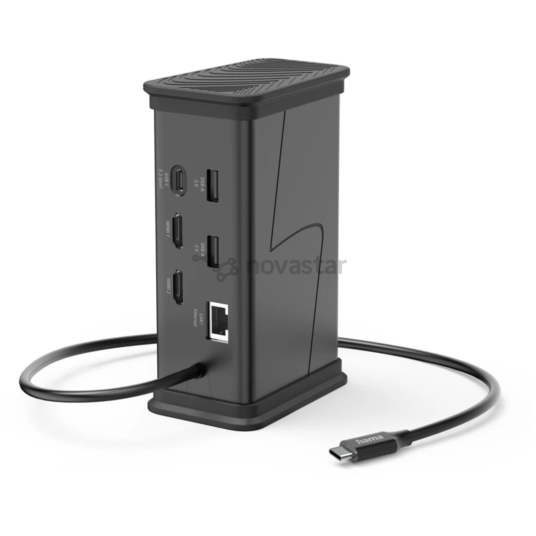 Hama Connect2Office, USB-C, 9 lizdai, 100 W, pilkas - Nešiojamojo kompiuterio šakotuvas