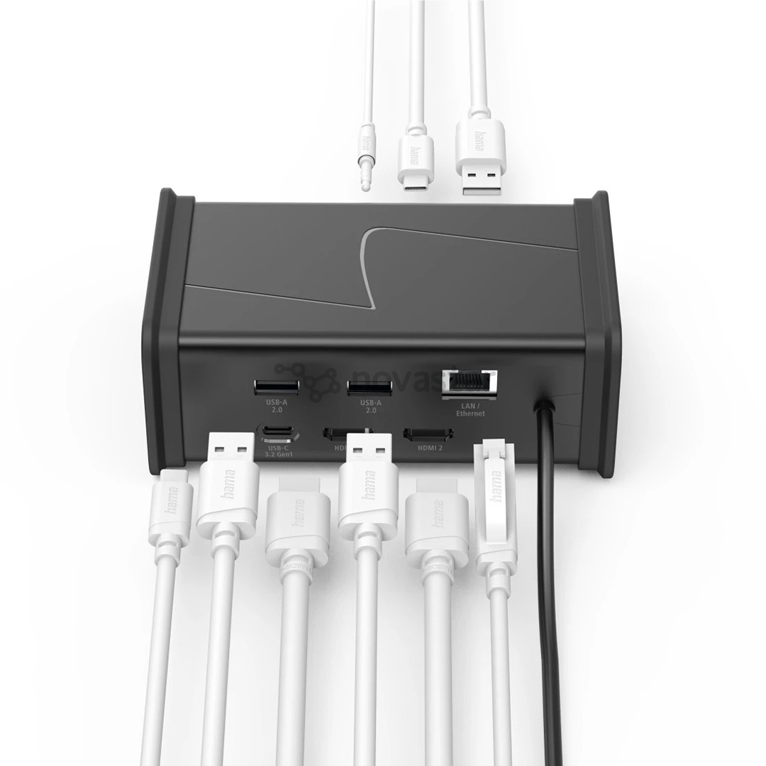 Hama Connect2Office, USB-C, 9 lizdai, 100 W, pilkas - Nešiojamojo kompiuterio šakotuvas