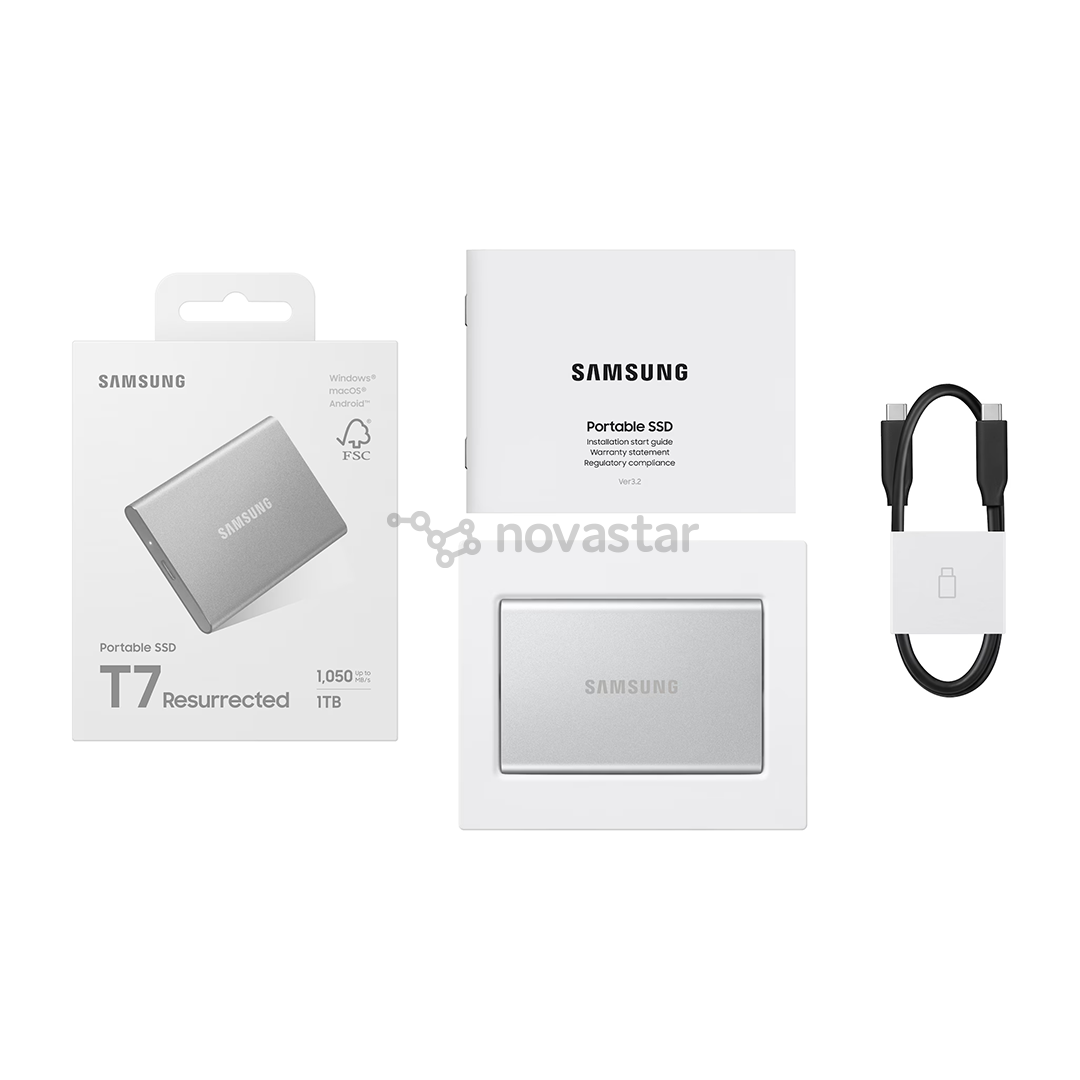 Samsung Portable SSD T7 Resurrected, 1 TB, USB 3.2 Gen 2, silver - External SSD