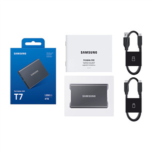 Samsung Portable SSD T7, 4 TB, USB 3.2 Gen 2, gray - External SSD