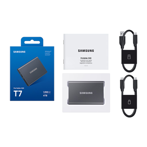 Samsung Portable SSD T7, 4 TB, USB 3.2 Gen 2, gray - External SSD