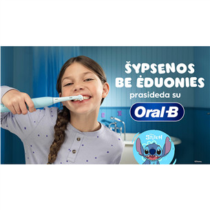 Braun Oral-B iO Kids, Disney, Stitch, голубой - Электрическая зубная щетка + футляр