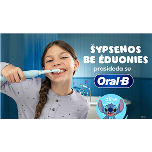 Braun Oral-B iO Kids, Disney, Stitch, голубой - Электрическая зубная щетка + футляр