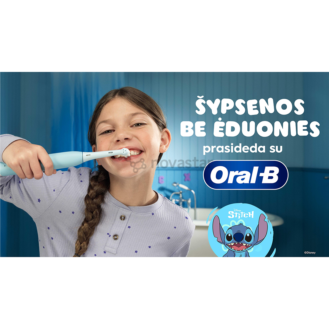 Braun Oral-B iO Kids, Disney, Stitch, голубой - Электрическая зубная щетка + футляр