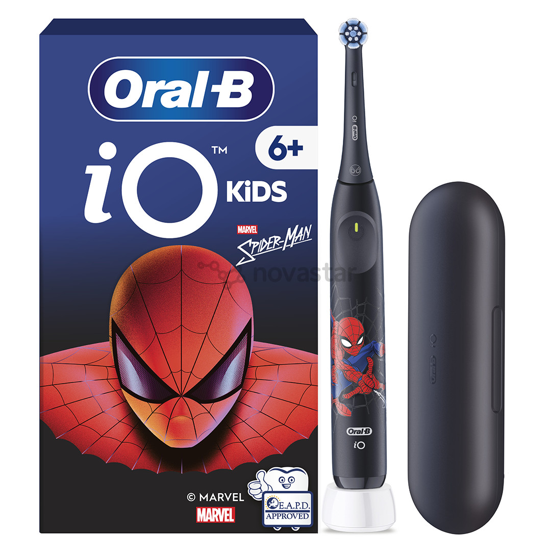 Braun Oral-B iO Kids, Marvel Spiderman, черный - Электрическая зубная щетка + футляр