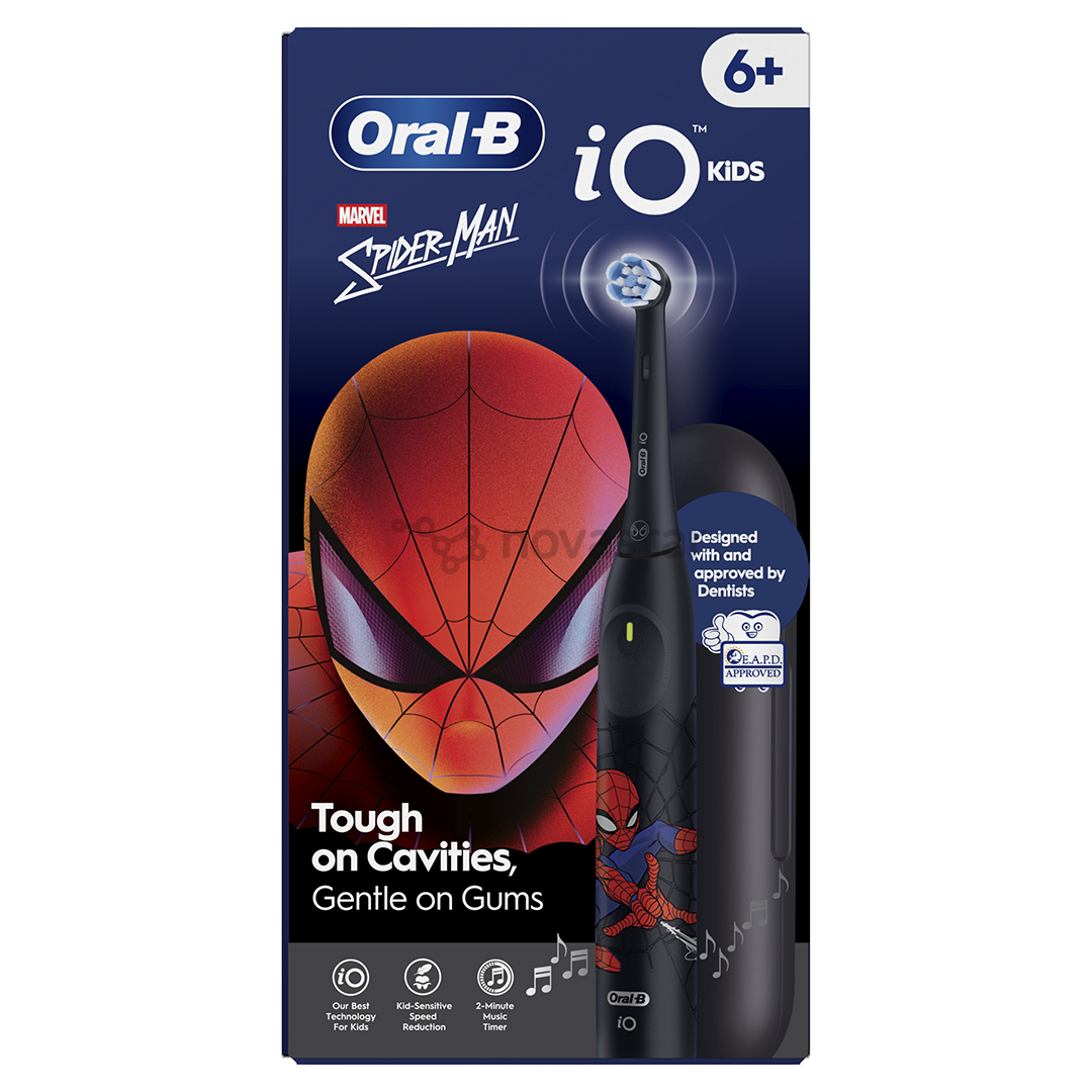 Braun Oral-B iO Kids, Marvel Spiderman, черный - Электрическая зубная щетка + футляр