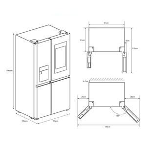Hisense, NoFrost, 614 L, aukštis 179 cm, juodas - SBS Šaldytuvas